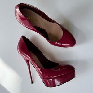 Sebastian Milano Guanto Giglio Porpora Red Patent Stiletto Platform Heels 35.5